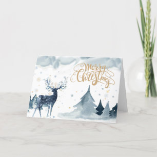 Aquarell-Weihnachtsren gefaltete Karte