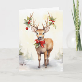Aquarell-Weihnachtsrentier Feiertagskarte