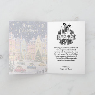Aquarell-Weihnachtsstadt-Grußkarte Karte