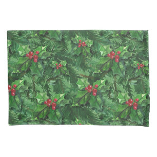 Aquarell-Weihnachtsstechpalmen-Beeren Kissenbezug