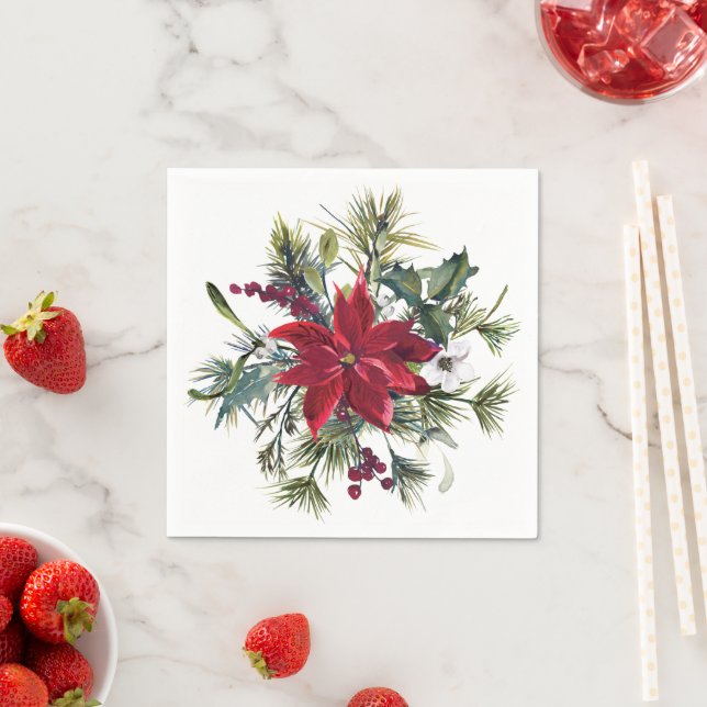 Aquarell-Weihnachtsstern-Muster  Serviette (Beispiel)