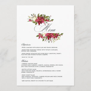 Aquarell-Weihnachtsstern und Stechpalmen-Weihnacht Menükarte