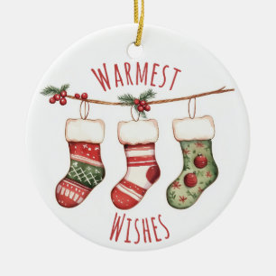 Aquarell-Weihnachtsstrümpfe-Anhänger Keramik Ornament