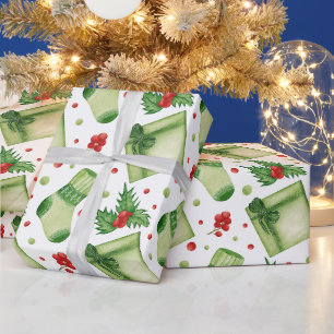 Aquarell-Weihnachtsstrümpfe und Geschenke  Geschenkpapier