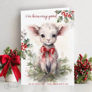 Aquarell-Weihnachtsziege Baby Ich war sehr brav Karte