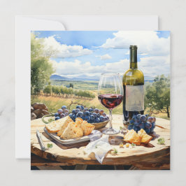 Aquarell Wein und Weinberg Hintergrund Mitteilungskarte