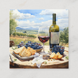 Aquarell Wein und Weinberg Hintergrund Quadratische Visitenkarte