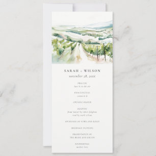 Aquarell Weinberg Landschaft Hochzeitsprogramm Einladung