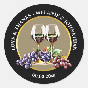 Aquarell Weingläser Trauben elegante Weingut Rebe Runder Aufkleber