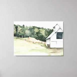 Aquarell-Weiß-Scheune Leinwanddruck