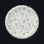 Aquarell Weiße Blume und Grüne Blätter Pappteller<br><div class="desc">Verbessern Sie Ihren Tischfuß mit diesen individuell anpassbaren botanischen Tellern. Diese Teller aus grünem Papier mit weißer Blume, Eukalyptus-Blätter und üppiger Vegetation verleihen Ihren Herbstfeiern einen neuen botanischen Akzent. Ideal für Hochzeiten im Frühjahr und im Winter, Brautpartys, Babyduschen, Geburtstage und andere saisonale Ansammlungen. Eine stilvolle und bequeme Art, Ihre Tischdekoration...</div>