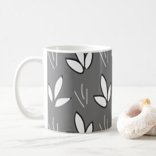 Aquarell Weiße Blumen Grau Elegant Kaffeetasse