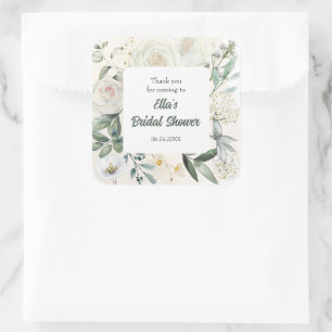 Aquarell Weiße Blumen-Panel Brautparty Quadratischer Aufkleber