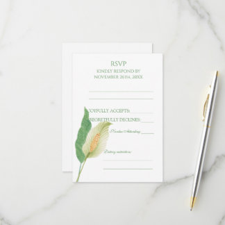 Aquarell weiße Friedenslilie Hochzeit RSVP Karte