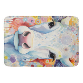 Aquarell Weiße Kuh Bubbly Soft Badematte