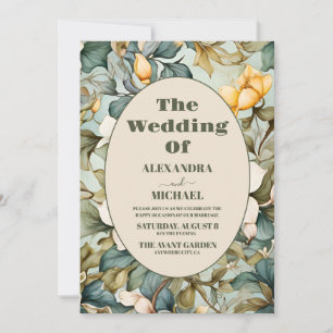 Aquarell Weiße Lilie Art Nouveau Hochzeit Einladung