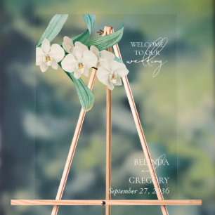 Aquarell Weiße Orchideen Florale Hochzeit Acrylschild