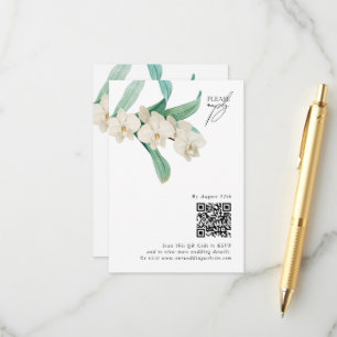 Aquarell Weiße Orchideen Florale Hochzeit Begleitkarte