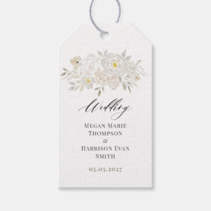 Aquarell Weiße Pfingstrosen Hochzeit Geschenkanhän Geschenkanhänger