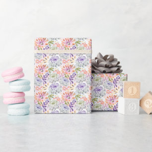 Aquarell weiße, rosa Blumen Geschenkpapier