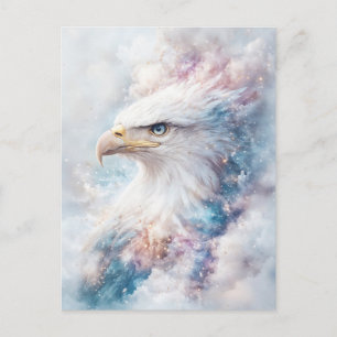 Aquarell Weißer Adler mit Himmel aus einer Himmels Postkarte
