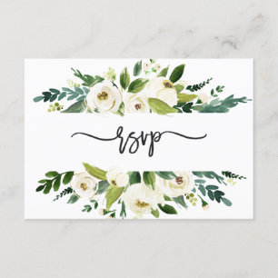 Aquarell Weißer Blumenrahmen Hochzeit RSVP Einladung