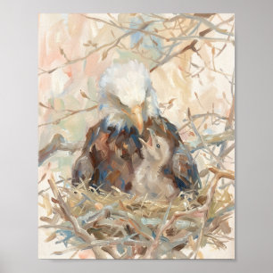 Aquarell Weißkopfseeadler-Nest Naturkunst Poster