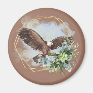 Aquarell-Weißkopfseeadler-Rahmenbouquet  Magnet