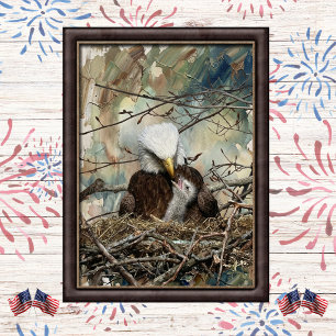 Aquarell Weißkopfseeadler und Jungadler Kunst Poster