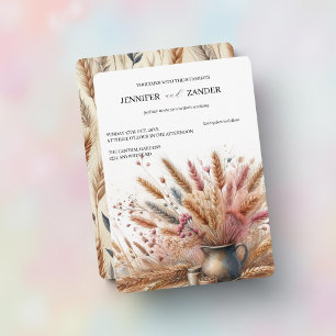 Aquarell-Weizen Elegante Rustikale Herbsthochzeit Einladung