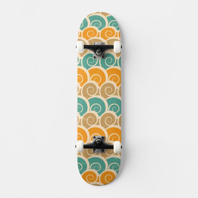 Aquarell-Wellen-Muster Skateboard (Vorderseite)