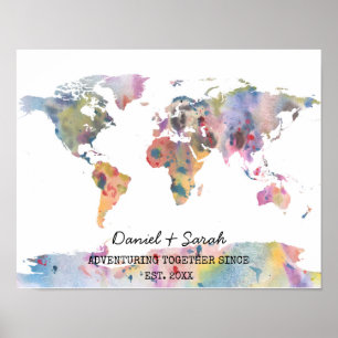 Aquarell Weltkarte abstraktes Kunstposter Poster