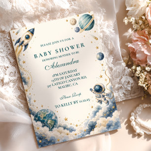 Aquarell-Weltraum-Baby-Party Einladung