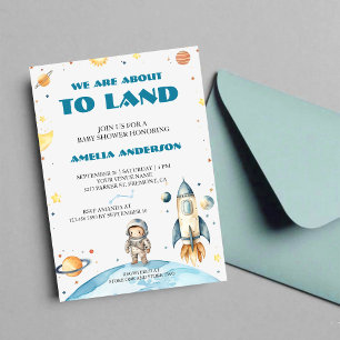 Aquarell Weltraum Planet Navy Blau Baby Shower Einladung