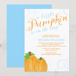 Aquarell wenig Kürbis-Fall-Jungen-Babyparty Einladung