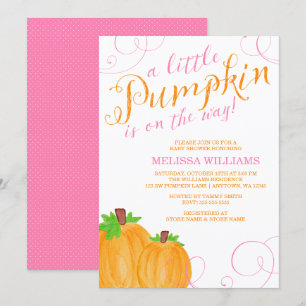 Aquarell wenig Kürbis-Fall-Mädchen-Babyparty Einladung