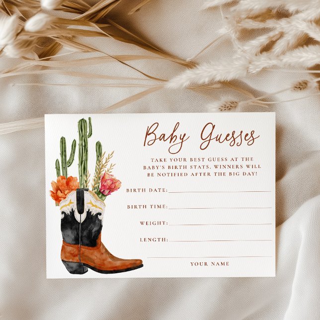 Aquarell Western Boost Baby Guessing Game Card Einladung (Von Creator hochgeladen)