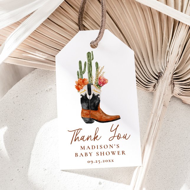 Aquarell Western Boots Baby Dusche Geschenkanhänger (Von Creator hochgeladen)