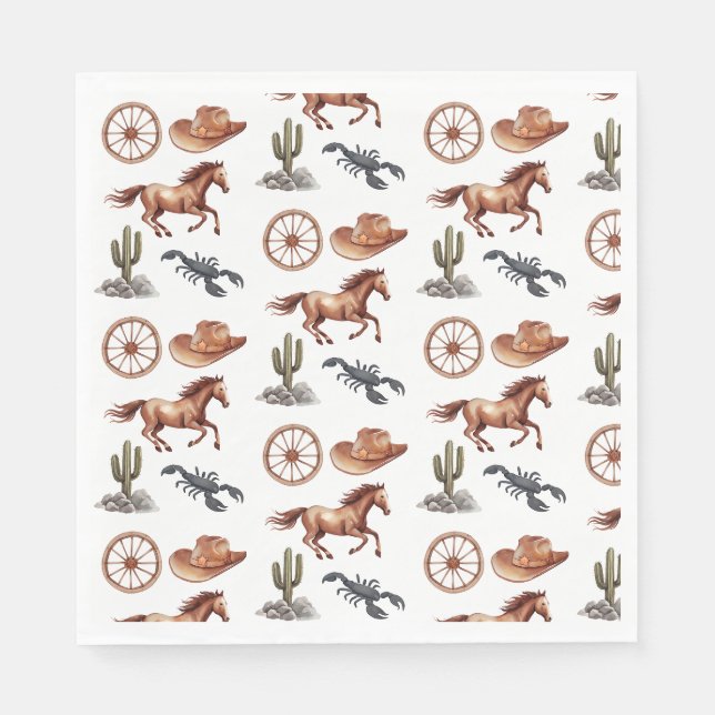 Aquarell Western Kid Art Serviette (Vorderseite)