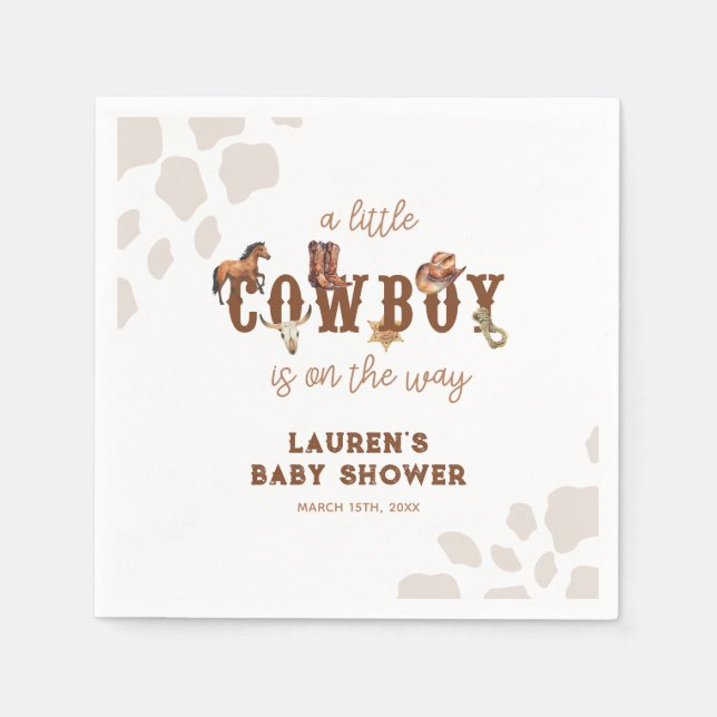 Aquarell Western Kleine Cowboy Baby Boy Dusche Serviette (Vorderseite)