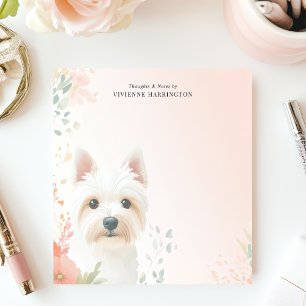 Aquarell Westie Blumen Personalisiert Notizblock