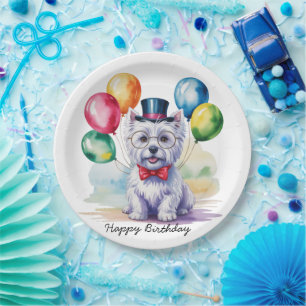 Aquarell Westie Kindergeburtstagparty Pappteller