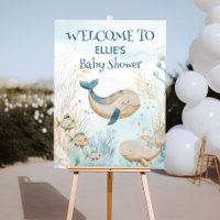 Aquarell Whale Babydusche unter dem Meer Willkomme