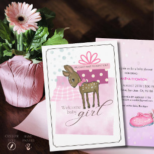Aquarell Whimsical Reh Baby Shower  Einladung