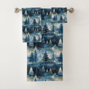 Aquarell Whimsical Winter Wonderland Weihnachten Badhandtuch Set
