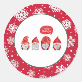 Aquarell Whimsy: Gnome Santas Frohe Weihnachten Runder Aufkleber