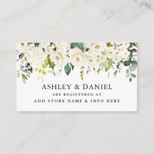 Aquarell White Floral Wedding Registry Begleitkarte