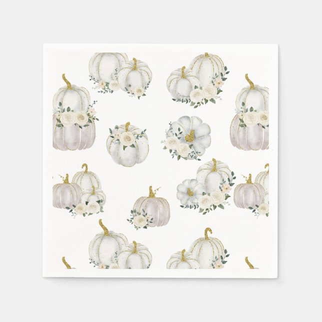 Aquarell White Pumpkin Rose Kinderdusche Serviette (Vorderseite)