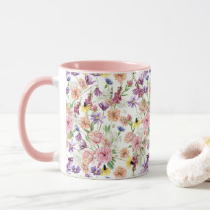 Aquarell-Wiesen-Wildblumenmuster Tasse