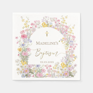 Aquarell-Wiesenblumen Taufe Serviette